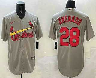 Men%27s St Louis Cardinals #28 Nolan Arenado Grey Stitched Cool Base Nike Jersey->seattle mariners->MLB Jersey